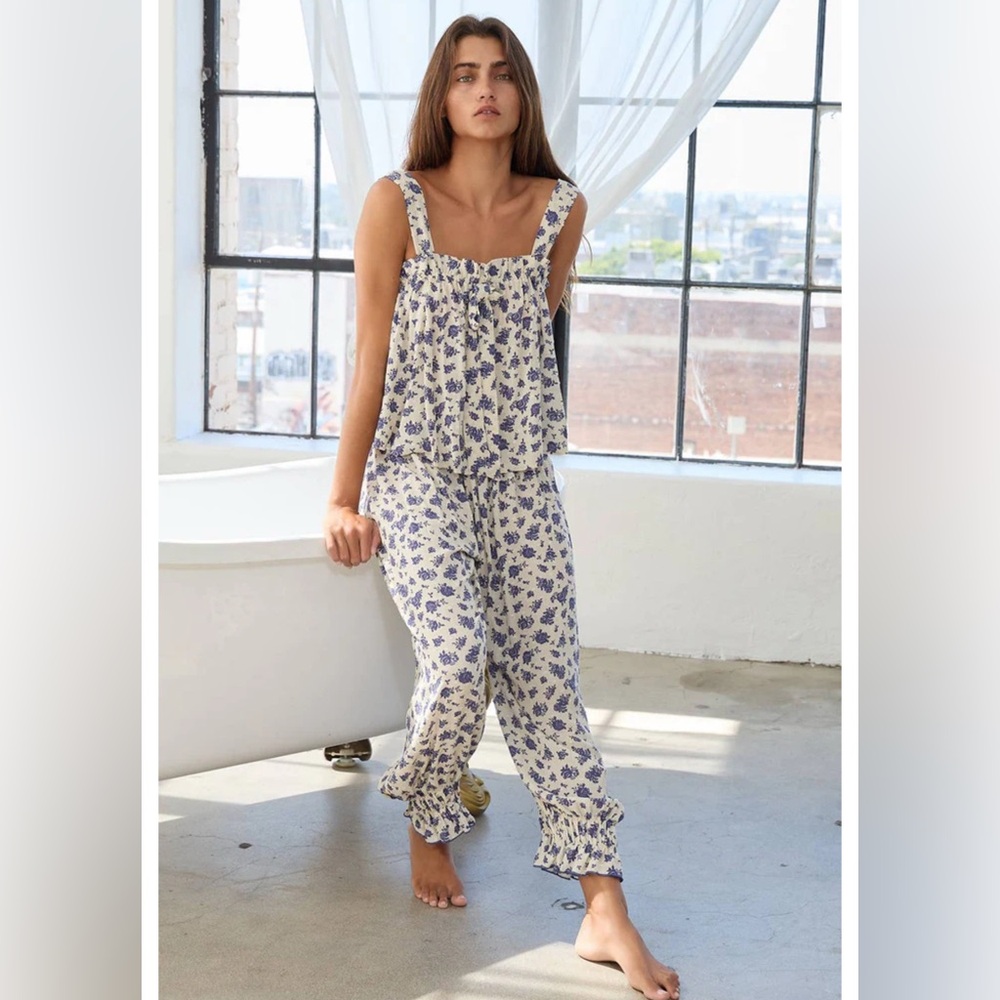 Bucket List Blue Floral tank and pant set - women’s